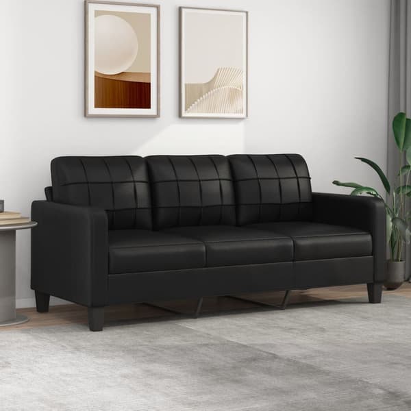 3-sitssoffa svart 180 cm konstläder