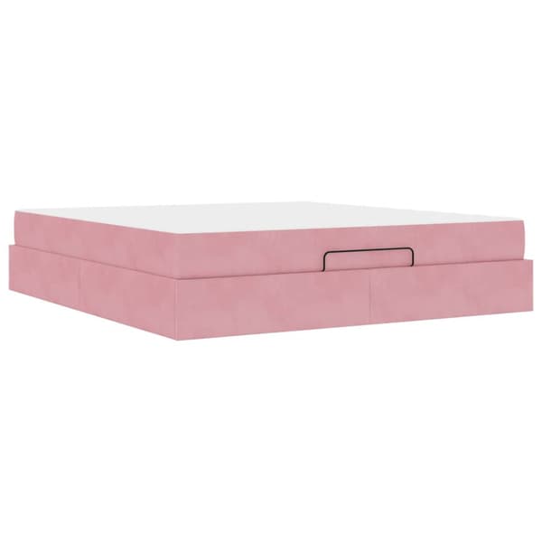 Sängram med madrass 2 pcs Rosa Sammet