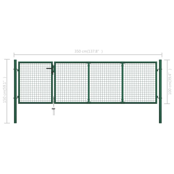 Trädgårdsgrind stål 350x100 cm grön