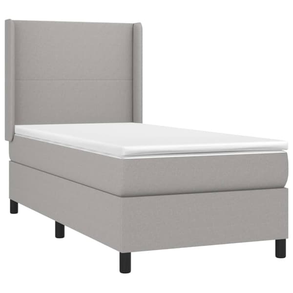Ramsäng med madrass ljusgrå 100x200 cm tyg
