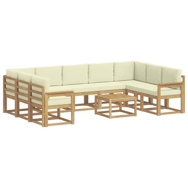 Utomhussoffset 10 pcs Vit och grädde 59 x 59 x 37 cm Polyester