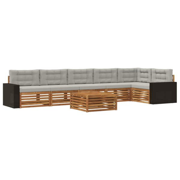Utomhussoffset 7 pcs Naturlig och ljusgrå Polyester