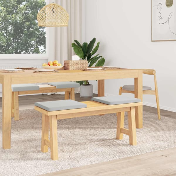 Bänk kudde 4 st Texturerad Sammet Ljusgrå Djup 35 cm