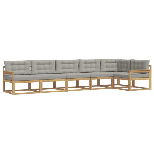 Utomhussoffset med kudde 4 pcs Vit och ljusgrå Polyester