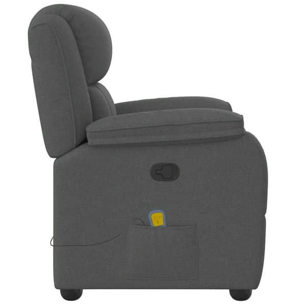 Massagefåtölj mörkgrå tyg