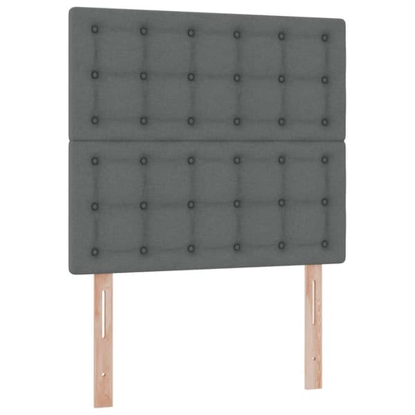 Förvaringssäng med LED med led Mörkgrå 90 x 190 cm Polyester
