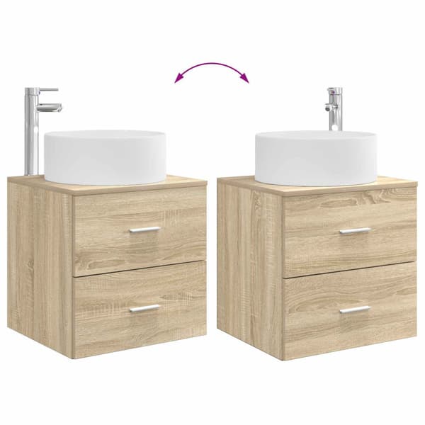Badrumsmöbelset 5 pcs Sonoma-ek Konstruerat trä och glas