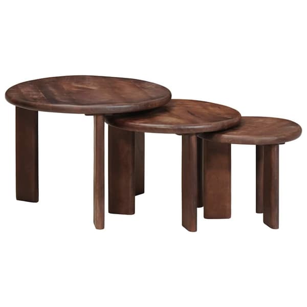 Nesting Kaffe Bord 3 pcs Mörkbrun Massivt mangoträ