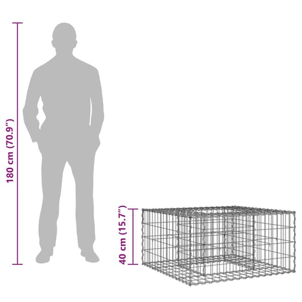 Gabion upphöjd säng Silver