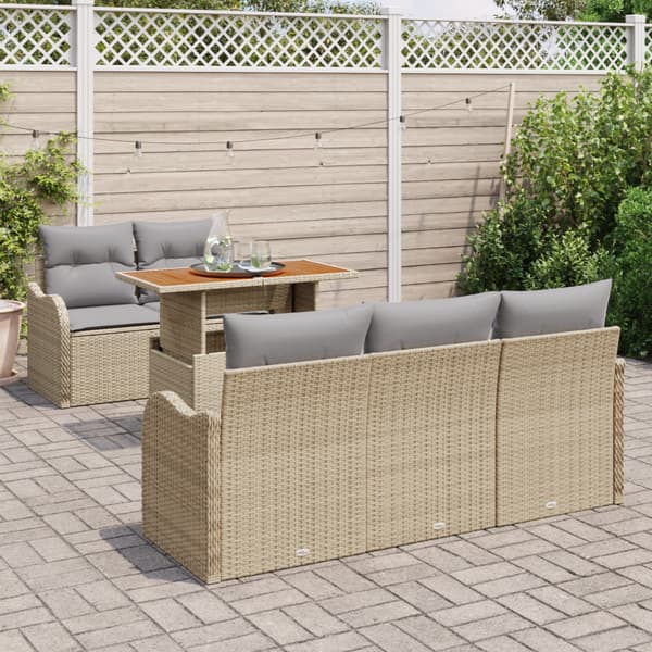 Trädgårdsoffset med lagring 6 pcs Beige Poly rattan
