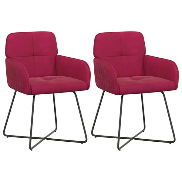 Matstolar 2 pcs Sammet Vinröd 59 x 56,5 x 86 cm