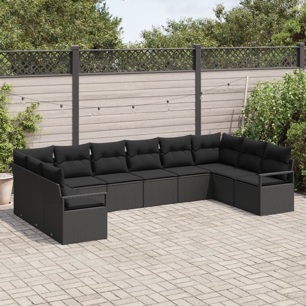 Soffset med kudde 10 pcs Svart konstrotting