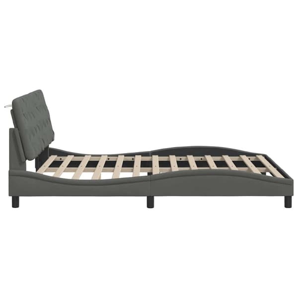 Bed Frame without Mattress Dark Grey 160x200 cm Fabric