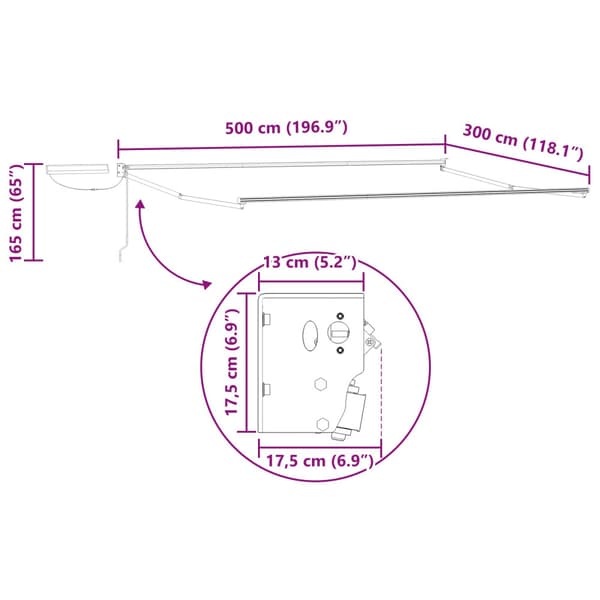 Elektrisk Retraktabel Markis Vit 5 x 3 m
