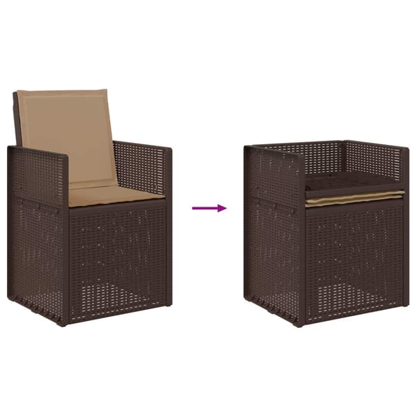 Trädgårdsmatstolar 2 pcs Brun och taupe PP