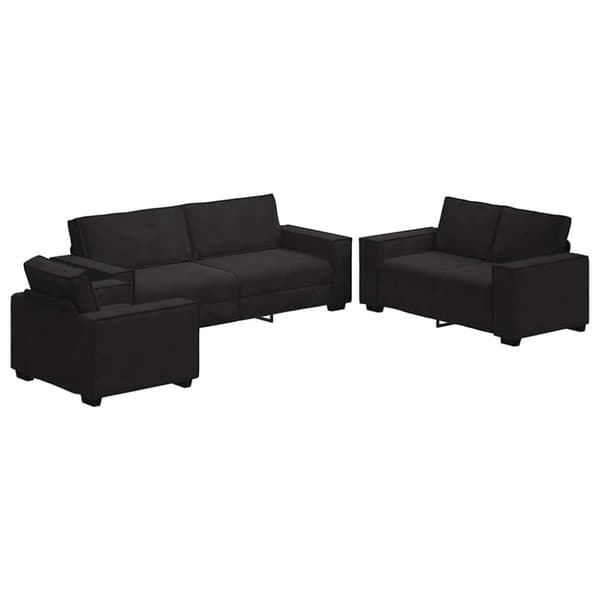Soffgrupp med dynor 3 delar svart sammet