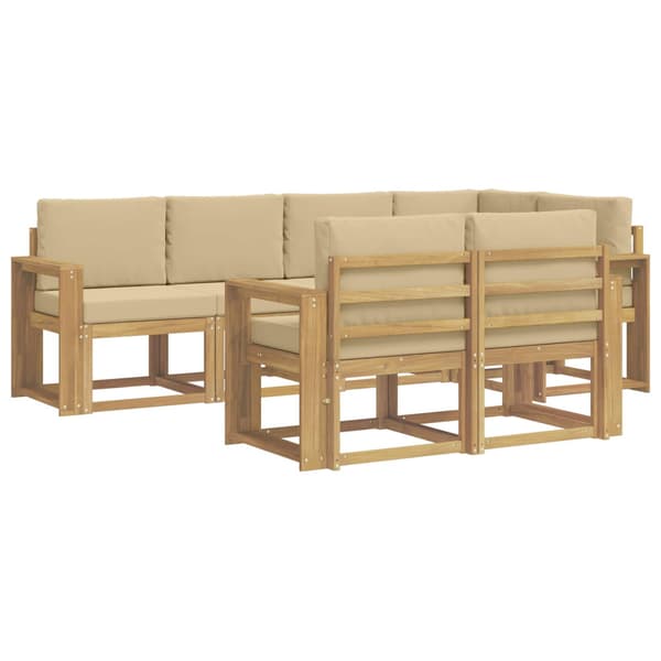 Utomhussoffset med kudde 7 pcs Vit och Beige Polyester