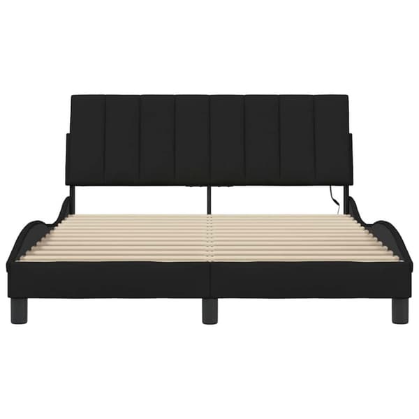 Bed Frame without Mattress "Hanko" Black 140x190cm Fabric