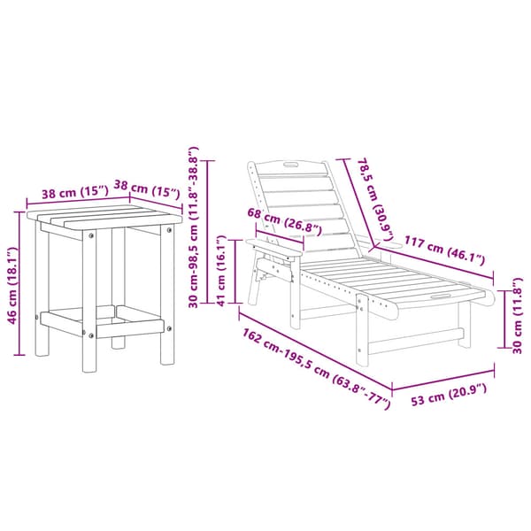 Solstol Reclining 3 pcs Svart polyeten