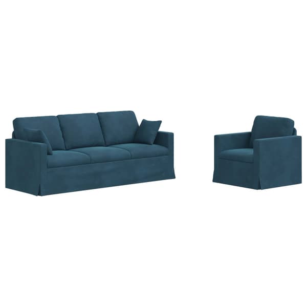 Soffset 2 pcs Blå 198 x 78 x 80 cm Sammet