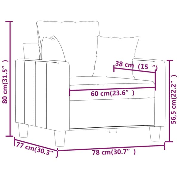 Fåtölj ljusgrå 60 cm tyg