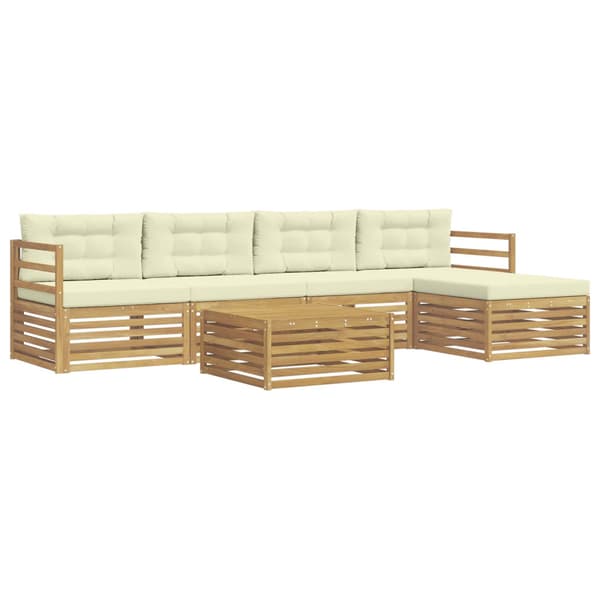 Utomhussoffset 6 pcs Vit och grädde 79 x 79 x 37 cm Polyester