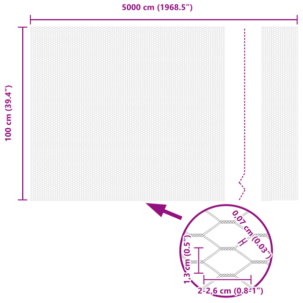 Hexagonstängsel Grå 1 x 50 m PVC