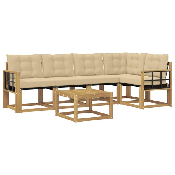 Utomhussoffset med kudde 6 pcs Vit och Beige