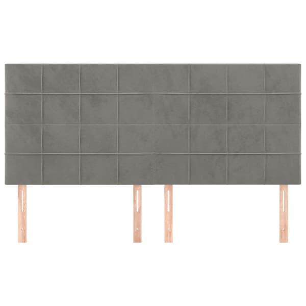 Sänggavel ljusgrå 180x5x118/128 cm sammet