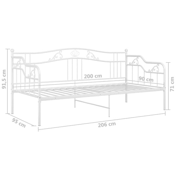 Sängram bäddsoffa vit metall 90x200 cm