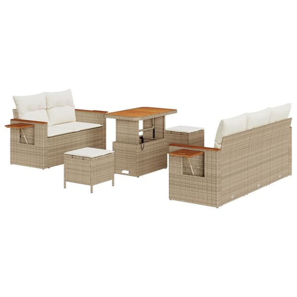 Trädgårdsoffset 10 pcs Beige och gräddfärgad konstrotting
