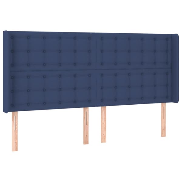 Ramsäng med madrass & LED blå 160x200 cm tyg