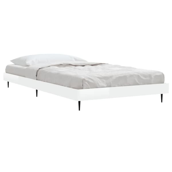 Sängram vit högglans 90x200 cm konstruerad trä