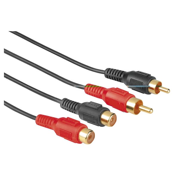 Kabel 2xRCA-2xRCA Förlängning Svart 10m