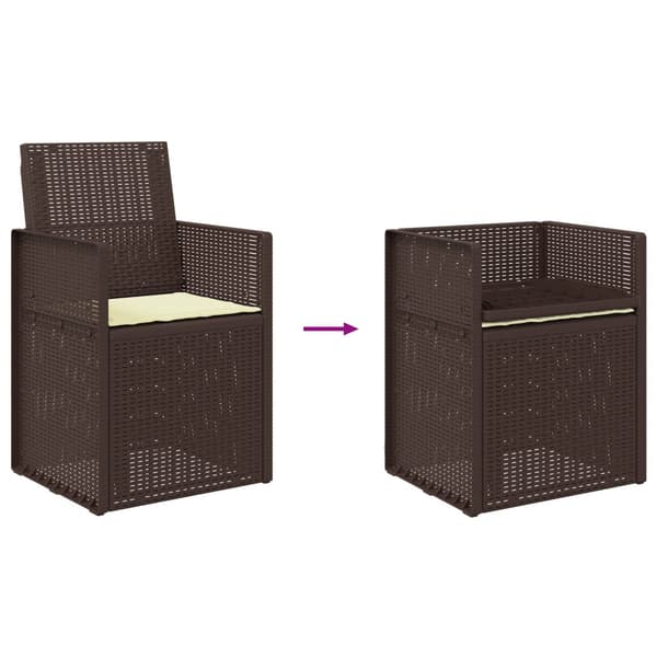 Trädgårdsmatstolar 2 pcs Brun och gräddvit PP