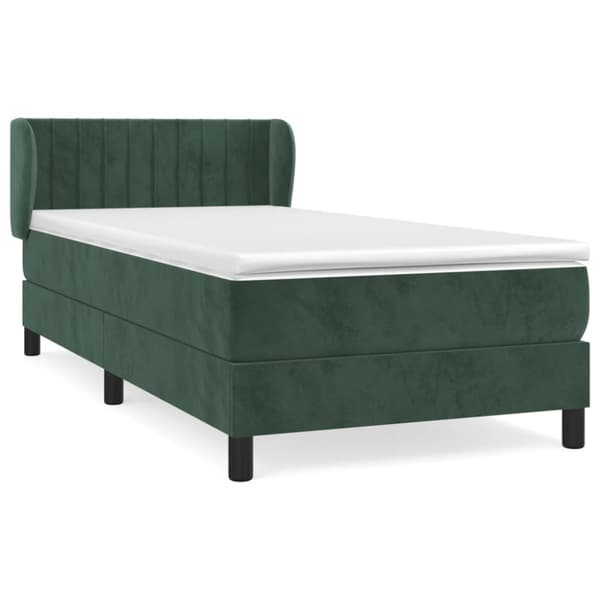 Ramsäng med madrass mörkgrön 100x200 cm sammet
