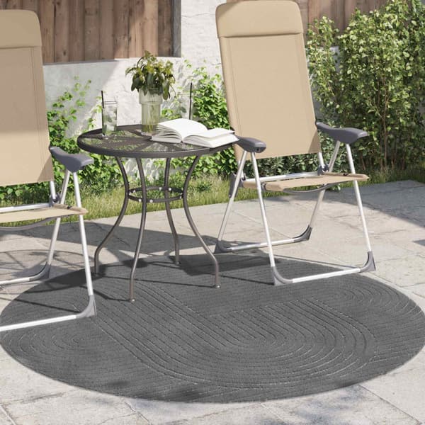 Områdesmattor Rund PALMERAS Antracit Ø 160 CM Polyester