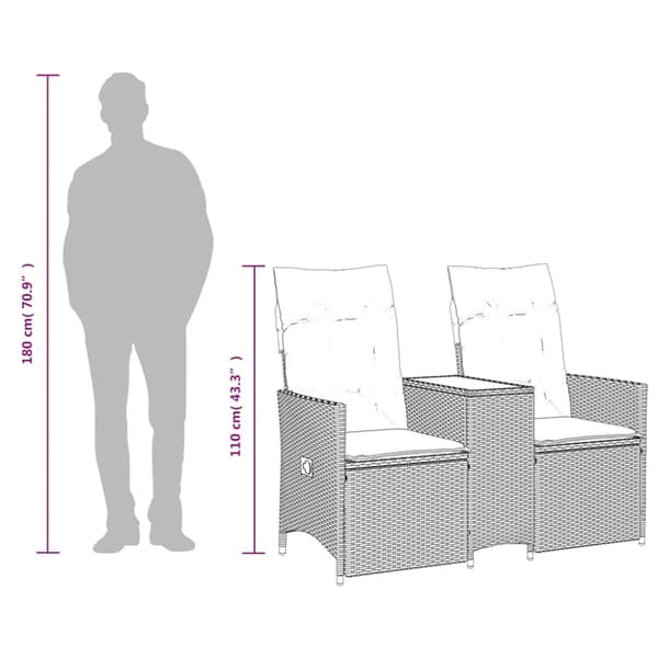 Trädgårdssoffa 2-sits med bord grå konstrotting