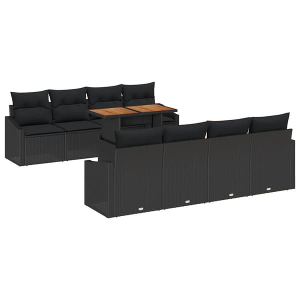Trädgårdsoffset med lagring 9 pcs Svart Poly rattan