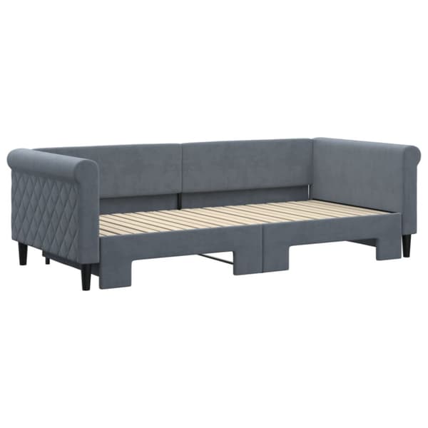 Dagbädd utdragbar mörkgrå 90x200 cm sammet