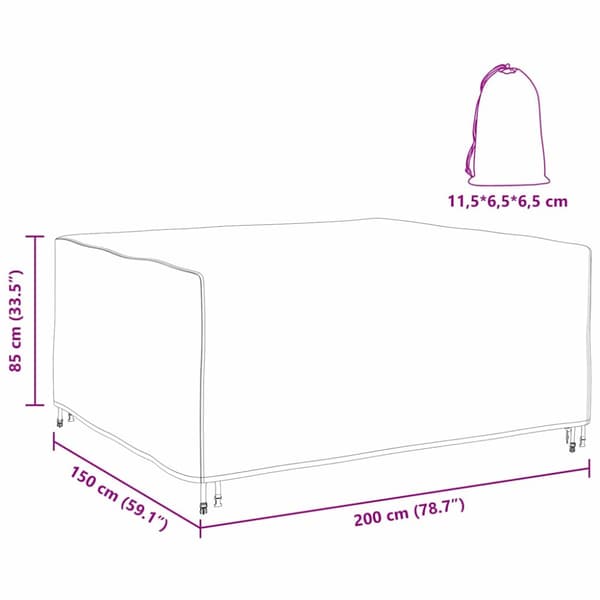 Möbelöverdrag Enfärgad Svart 200 x 150 x 85 cm 600D