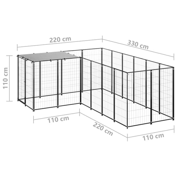 Hundgård svart 4,84 m² stål