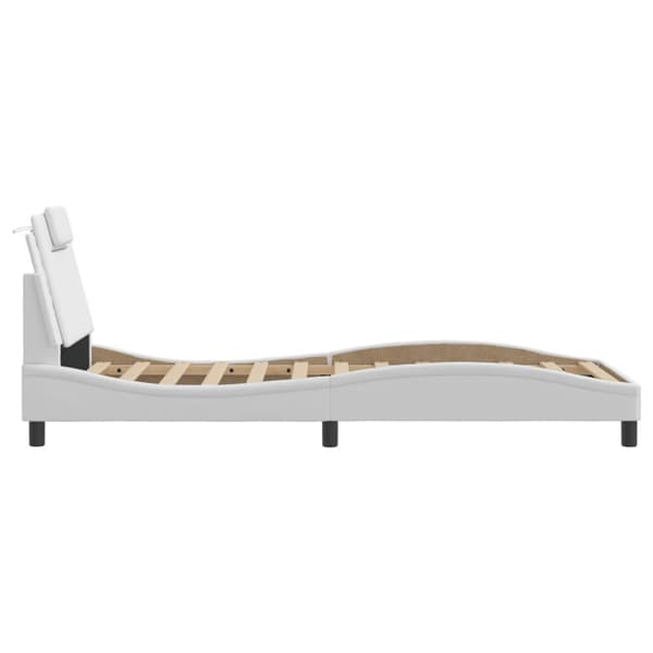 Bed Frame "Viana" with LED without Mattress White 90x200 cm