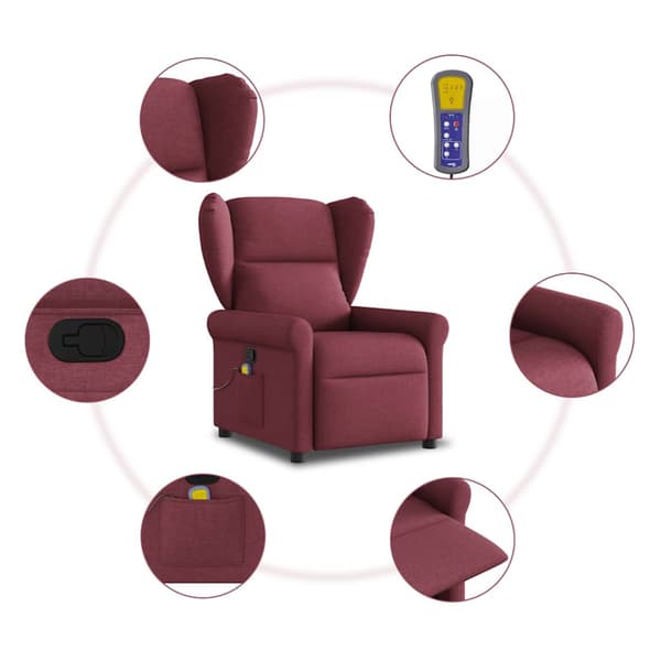 Massagefåtölj vinröd tyg