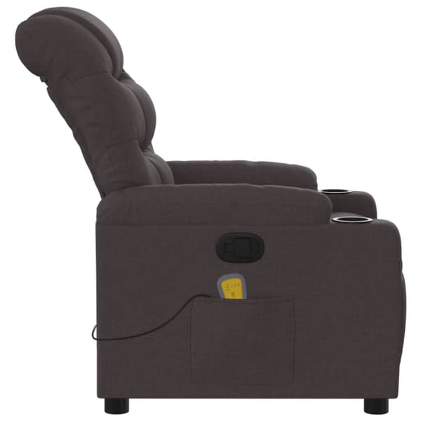 Massagefåtölj mörkbrun tyg