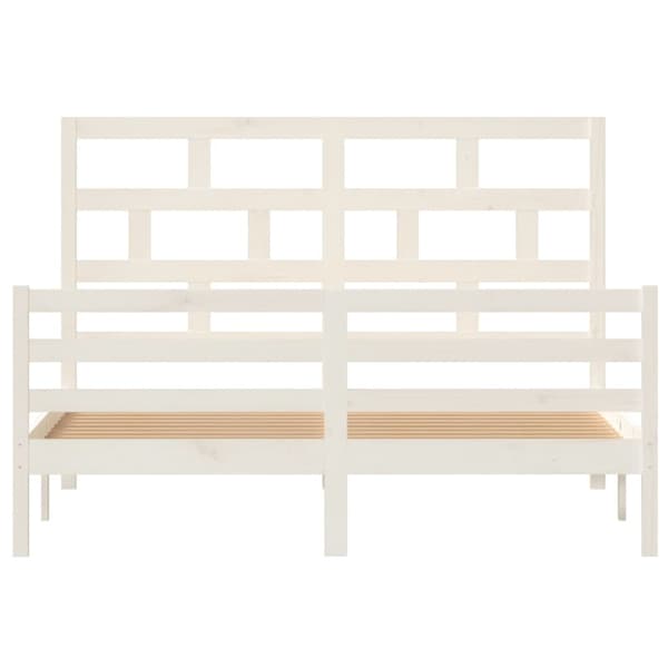 Sängram vit massivt trä 150x200 cm