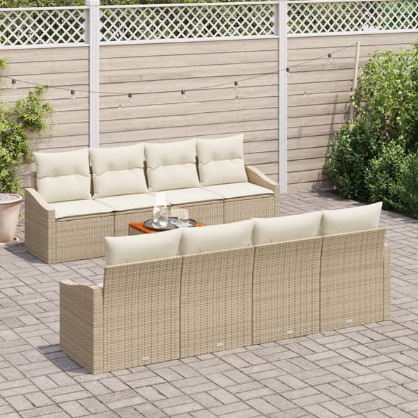 Trädgårdsoffset med kudde 9 pcs Beige konstrotting