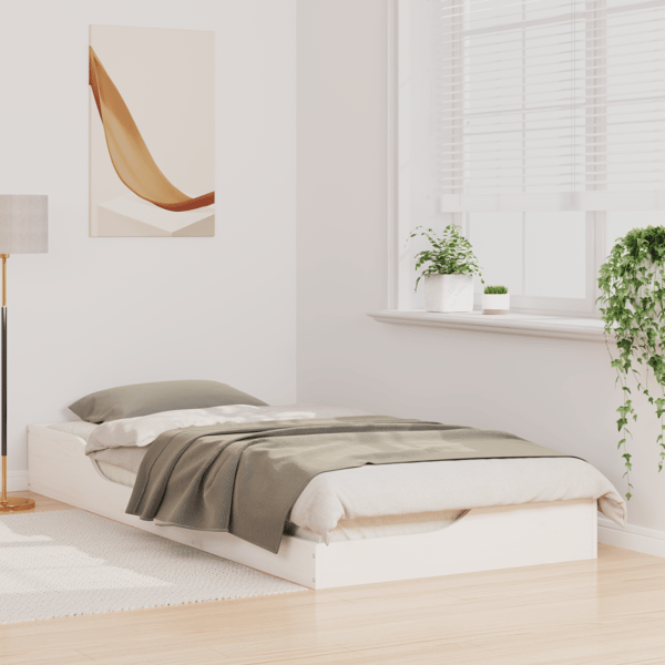 Sängram Vit 90 x 210 cm Massiv furu