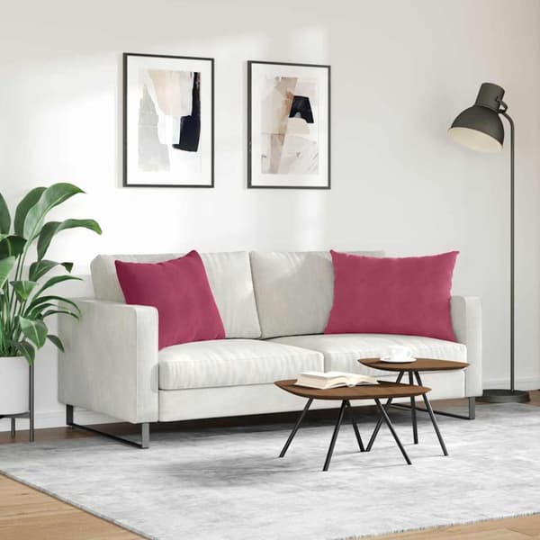 Sofakuddar 2 pcs Vinröd 70 x 50 cm Kordread tyg