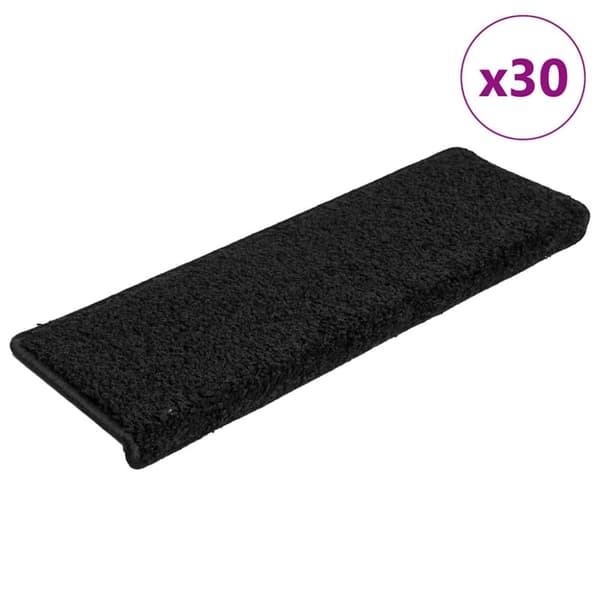 Trappmattor 30 st 65x21x4 cm svarta rektangulära kanter